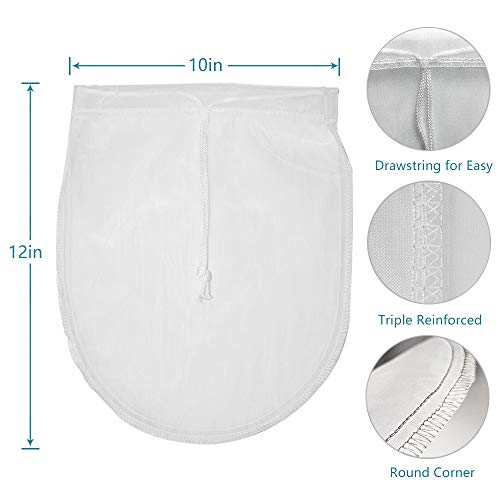 Nut Milk Bag Reusable 3 Pack 12" x 10" Cheesecloth Bags for Straining Almond/Soy Milk Greek Yogurt Strainer Milk Nut Bag for Cold Brew Coffee Tea Beer Juice Fine Nylon Mesh Cheese Cloth