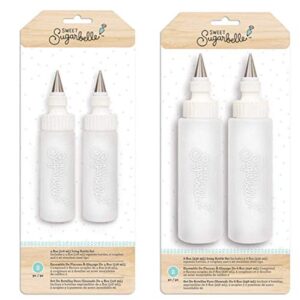 Sweet Sugarbelle Cookie Icing Bottles - 4 Ounce & 8 Ounce Squeeze Bottles with Couplers and Stainless Steel Tips