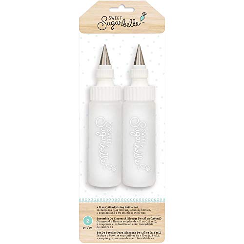 Sweet Sugarbelle Cookie Icing Bottles - 4 Ounce & 8 Ounce Squeeze Bottles with Couplers and Stainless Steel Tips