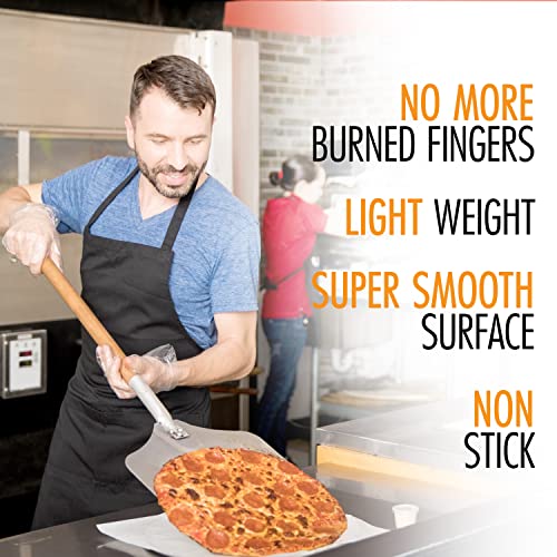 Cieso Pizza Peel - 12 x 14 Inch Aluminium Blade with Detachable 15.5 Inch Wood Handle - Pizza Peel 12 inch for Home and Commercial Use - eBook Included