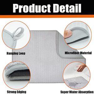 CIYSHO Dish Drying Mat for Kitchen Counter 2 Pack, 24 x 17 Inch Absorbent Microfiber Dishes Drainer Mats, Large Drying Pad for Countertop, Rack and Under Sink ( Grey )