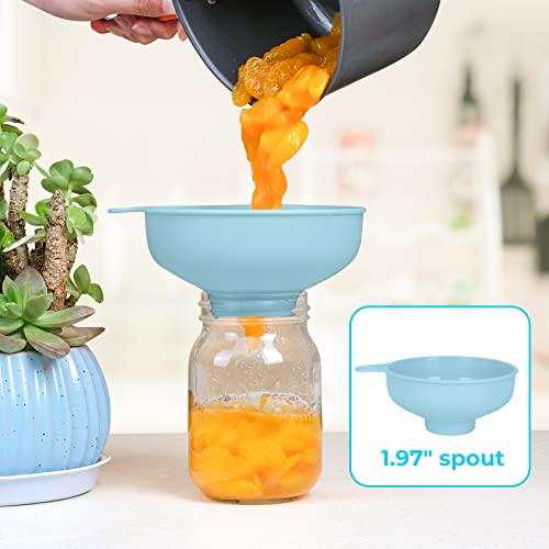 Wide Mouth Kitchen Funnel, Pisol Food Grade Plastic Cooking Canning Funnel with 4 Sizes Spouts for Filling Wide and Regular Mason Jars, Spray Dropper Oil Bottle Jug Spices Shampoo Powder Oats Sauce