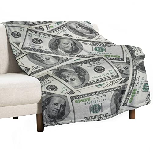 Dollars Bill Print Throw Blanket for Couch Bed Flannel Lap Blanket Lightweight Cozy Plush Blanket for All Seasons 50"x70"