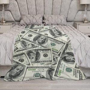 Dollars Bill Print Throw Blanket for Couch Bed Flannel Lap Blanket Lightweight Cozy Plush Blanket for All Seasons 50"x70"