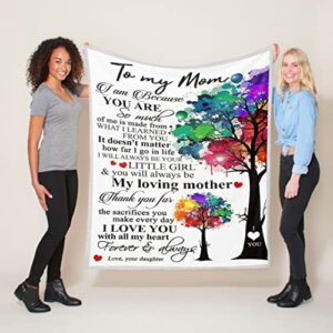 soft fleece mother blanket for mom, from daughter, warm throw blanket, birthday gifts for mom 50" x 60"