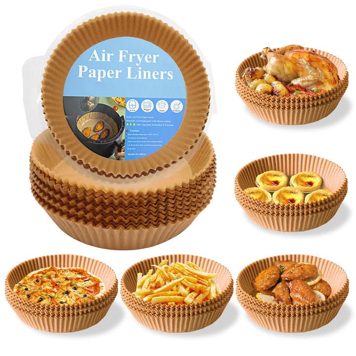 Air Fryer Disposable Paper 100 Pcs 7.9 inch Air Fryer Round Non-Stick Paper Prime Oil-proof Parchment Paper Cooking Paper for Fryers Basket Frying Pan Microwave Oven