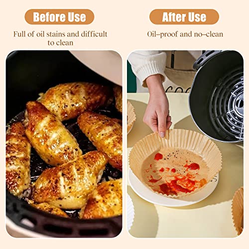 Air Fryer Disposable Paper 100 Pcs 7.9 inch Air Fryer Round Non-Stick Paper Prime Oil-proof Parchment Paper Cooking Paper for Fryers Basket Frying Pan Microwave Oven