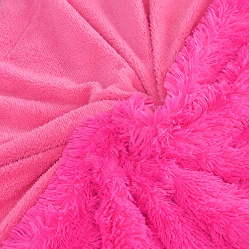 WILL green Faux Fur Blanket, 50 x 60 Plush Blanket, Worm & Cozy Blanket for Couch or Bed Throws, Lightweight Long Hair, for Family, Pink…