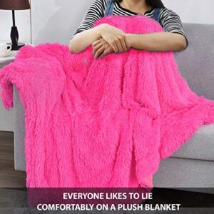 WILL green Faux Fur Blanket, 50 x 60 Plush Blanket, Worm & Cozy Blanket for Couch or Bed Throws, Lightweight Long Hair, for Family, Pink…