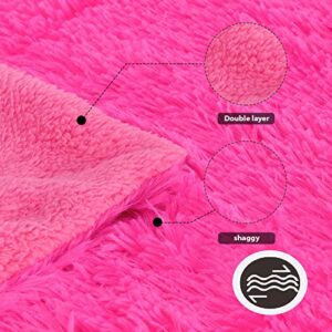 WILL green Faux Fur Blanket, 50 x 60 Plush Blanket, Worm & Cozy Blanket for Couch or Bed Throws, Lightweight Long Hair, for Family, Pink…