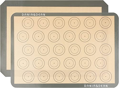 Silicone Baking Mats Set of 7 Reusable Nonstick Macarons Food Safe Half Sheets, Rolling Pin, Dough Scraper, Oil brush, Cookie Cutters, Oven Liner,Fondant/Pie Crust Mat Supplies for All
