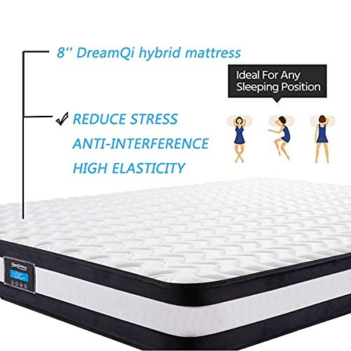 DreamQi Twin Mattress 8 Inch Memory Foam Hybrid Mattress Breathable Comfortable Mattress in A Box Pressure Relief Sleep Supportive(Twin, 8-inch)