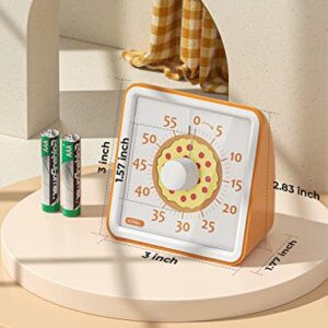 LIORQUE 60 Minute Visual Timer for Kids, Visual Countdown Timer for Classroom Office Kitchen with 'Pizza' Pattern Design, Pomodoro Timer with Silent Operation (Batteries Included) - Orange …