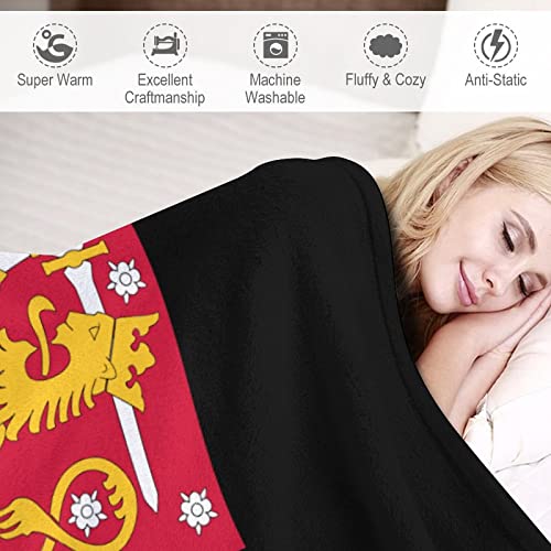 Finland National Emblem Throw Blanket for Couch Bed Flannel Lap Blanket Lightweight Cozy Plush Blanket for All Seasons 40"x60"