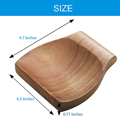 Wooden Spoon Rest For Kitchen Counter, 4.7×4.5 Inch, Natural Acacia Wood Spoon Holder For Stove Top or Counter Top, Perfect for Placing Kitchen Utensils, Ladle, cooking spoons, Spatula, Tongs & More