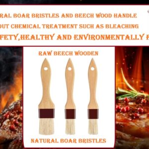 Pastry Brush-Basting Brush for Cooking,2 Pc Boar Bristles Food Brush for BBQ,Beech Wooden Handle Butter Brush for Baking/Spreading Marinade/Sauce/Oil/Egg/Kitchen Brushes for Cooking(1 &1 1/2 inch)