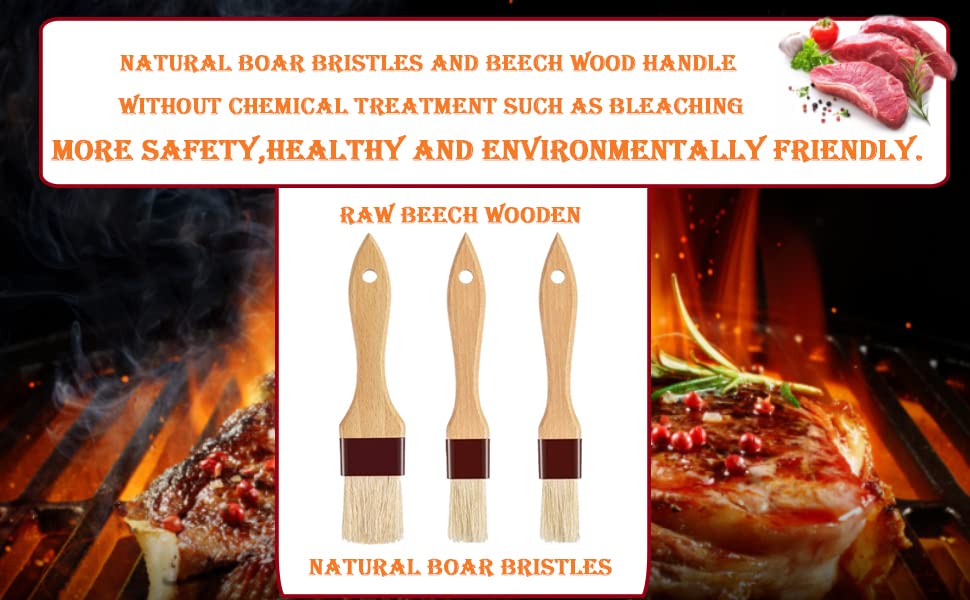 Pastry Brush-Basting Brush for Cooking,2 Pc Boar Bristles Food Brush for BBQ,Beech Wooden Handle Butter Brush for Baking/Spreading Marinade/Sauce/Oil/Egg/Kitchen Brushes for Cooking(1 &1 1/2 inch)