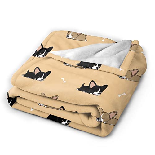 Corgi Throw Blanket Super Soft Warm Flannel Blankets for Bed Sofa Corgi Gifts for Corgi Lovers