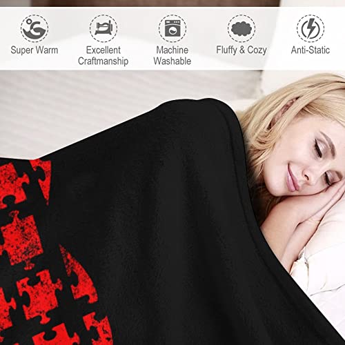 Autism Puzzle Heart Throw Blanket for Couch Bed Flannel Lap Blanket Lightweight Cozy Plush Blanket for All Seasons 40"x60"