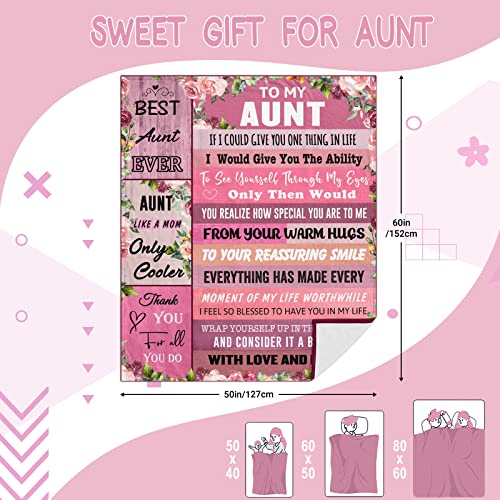 Pozevan Aunt Gift, Mother's Day Blanket Gifts for Aunt, Aunt Gifts from Niece Nephew, Best Aunt Ever Gifts, Birthday Gifts for Aunt, Funny Aunt Gifts, Meaningful Gift for Aunt - Blanket 60" X 50"