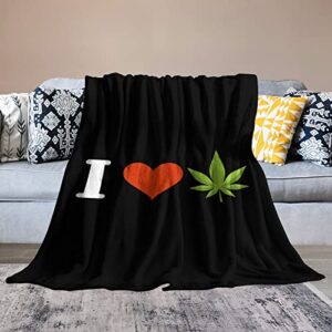 I Love Weed Throw Blanket for Couch Bed Flannel Lap Blanket Lightweight Cozy Plush Blanket for All Seasons 50"x70"