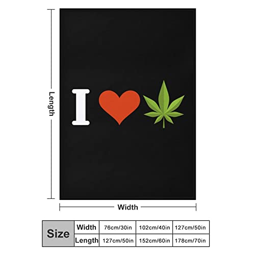 I Love Weed Throw Blanket for Couch Bed Flannel Lap Blanket Lightweight Cozy Plush Blanket for All Seasons 50"x70"