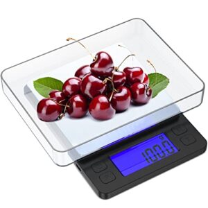 kitchen food scale, high precision food scales digital weight grams and oz digital scale used for digital grams and ounces, cooking, jewelry, baking, tare function, with 2 trays, lcd display