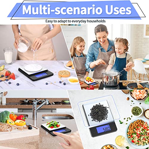 Kitchen Food Scale, High Precision Food Scales Digital Weight Grams and Oz Digital Scale Used for Digital Grams and Ounces, Cooking, Jewelry, Baking, Tare Function, with 2 Trays, LCD Display