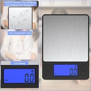 Kitchen Food Scale, High Precision Food Scales Digital Weight Grams and Oz Digital Scale Used for Digital Grams and Ounces, Cooking, Jewelry, Baking, Tare Function, with 2 Trays, LCD Display