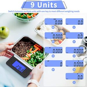 Kitchen Food Scale, High Precision Food Scales Digital Weight Grams and Oz Digital Scale Used for Digital Grams and Ounces, Cooking, Jewelry, Baking, Tare Function, with 2 Trays, LCD Display