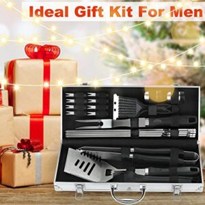 N NOBLE FAMILY 21PCS Complete BBQ Utensils Set with Aluminum Case - Enlarged Handle Stainless Steel Grill Tools Set for Outdoor Camping Barbecue - Ideal BBQ Gift on Father’s Day, Birthday, Christmas