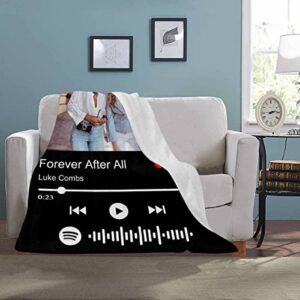 Personalized Blanket Best Friend Birthday Gifts for Women, Spotify Code Music Blanket with BFF Photo Custom Long Distance Friendship Blanket for Bestie Throw Blanket with Song Artist for Sister 30x40