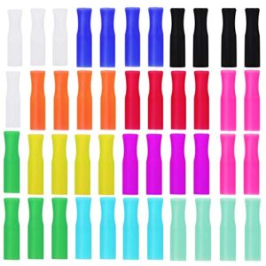 44pcs reusable straws tips, silicone straw tips, multi-color food grade straws tips covers only fit for 1/4 inch wide(6mm out diameter) stainless steel straws by accmor