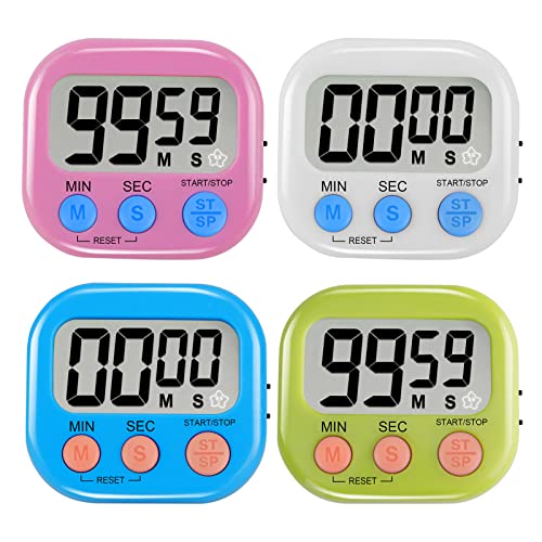 Time Timer Digital Timer (4-Pack) - Magnetic Timer with Cute Star Blink, Timer For Kids with Mute Button, Countdown Timer for Cooking Gym Study