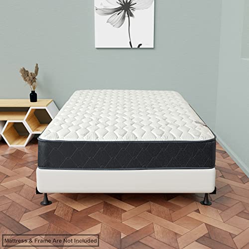 Spring Coil, 8-Inch Sturdy Wood Box Spring for Mattress Support - Durable and Easy to Assemble Natural Wood Foundation for Queen, White.