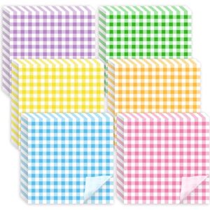 whaline 240pcs plaid wax paper checkered greaseproof waterproof paper liners 6 colors food wrapping paper basket liner sandwich paper wraps for bbq picnic festival party fast food, 12 x 12 inch