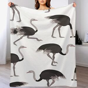 Ostrich Escapist Throw Blanket for Couch Bed Flannel Lap Blanket Lightweight Cozy Plush Blanket for All Seasons 30"x50"