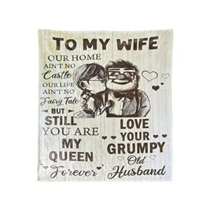 gifts for wife,to my wife bed throw blanket-valentine's mother's day halloween christmas birthday gifts for wife,wedding anniversary romantic gifts,healing thoughts blanket presents for her(55"x71")