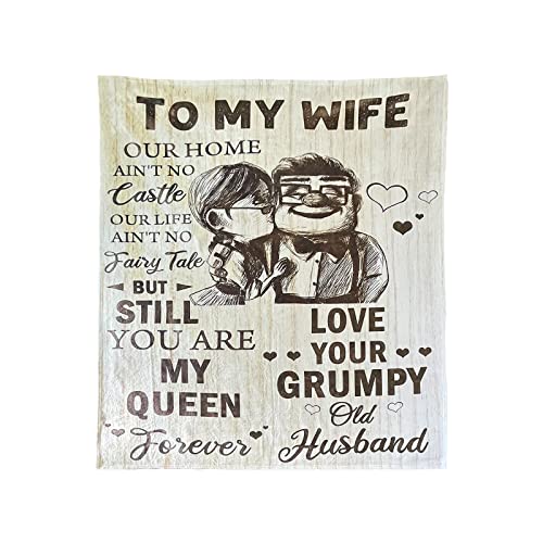 Gifts for Wife,to My Wife bed throw Blanket-Valentine's Mother's Day Halloween Christmas Birthday Gifts for Wife,Wedding Anniversary Romantic Gifts,Healing Thoughts Blanket Presents for Her(55"x71")