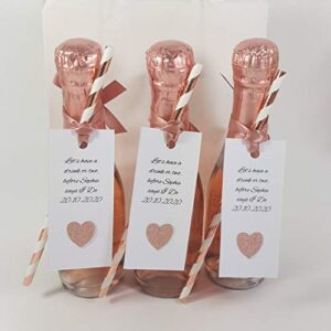 ALINK Biodegradable Rose Gold Paper Straws Bulk, Pack of 100 Metallic Foil Striped/Wave/Heart Straws for Birthday, Wedding, Bridal/Baby Shower, Christmas Decorations and Party Supplies