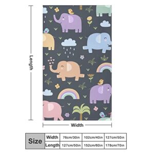 Funny Elephants Throw Blanket for Couch Bed Flannel Lap Blanket Lightweight Cozy Plush Blanket for All Seasons 30"x50"