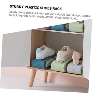 CIYODO 6 pcs Stack Organizer Height Shoes Storage Heel Saving Racks Use Organizers Slots High Holder Deck Grey Display Rack Double -layer Sneaker Holders Space Organization Decker