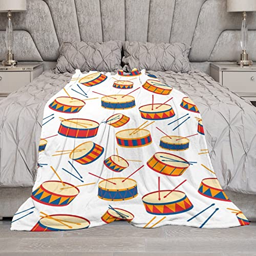 Instruments Drums Throw Blanket for Couch Bed Flannel Lap Blanket Lightweight Cozy Plush Blanket for All Seasons 30"x50"