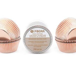 Gifbera Rose Gold Foil Cupcake Liners Standard Baking Cups Muffin Wrappers for Wedding Birthday, 200-Count