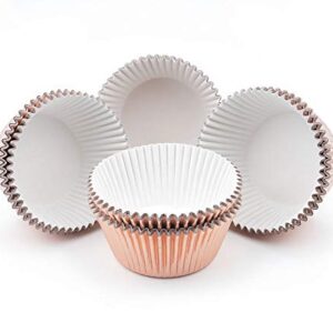 Gifbera Rose Gold Foil Cupcake Liners Standard Baking Cups Muffin Wrappers for Wedding Birthday, 200-Count