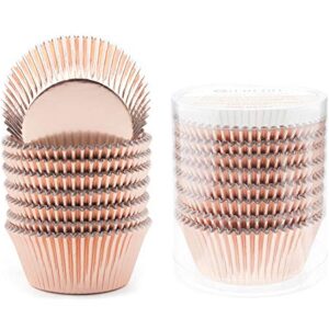 Gifbera Rose Gold Foil Cupcake Liners Standard Baking Cups Muffin Wrappers for Wedding Birthday, 200-Count