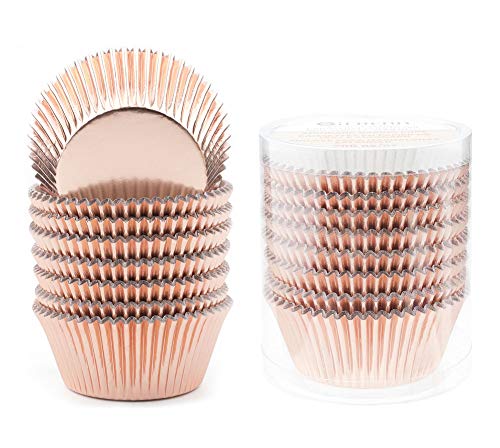 Gifbera Rose Gold Foil Cupcake Liners Standard Baking Cups Muffin Wrappers for Wedding Birthday, 200-Count