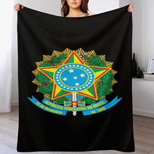 Coat Arms of Brazil, Throw Blanket for Couch Bed Flannel Lap Blanket Lightweight Cozy Plush Blanket for All Seasons 30"x50"