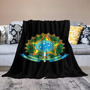 Coat Arms of Brazil, Throw Blanket for Couch Bed Flannel Lap Blanket Lightweight Cozy Plush Blanket for All Seasons 30"x50"