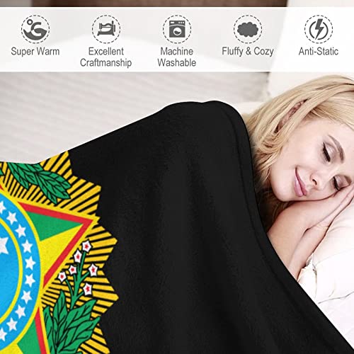 Coat Arms of Brazil, Throw Blanket for Couch Bed Flannel Lap Blanket Lightweight Cozy Plush Blanket for All Seasons 30"x50"